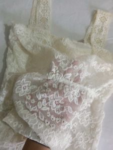 sheer paded White Lace top