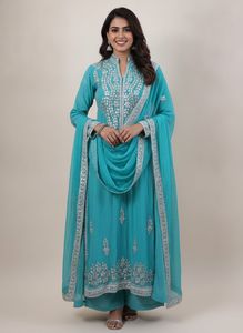 combo  Teal Kurta Set with Silver Embellish