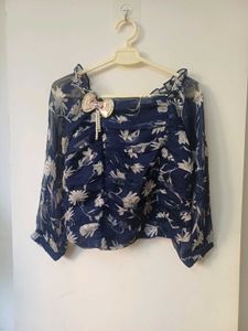 Floral Print Ruffle Detail Top