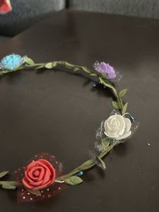 Floral TIARA + Press On Nail + headphones