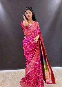 Stunning Pink Banarasi Silk Saree
