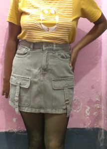 Olive Green Cargo Mini Skirt