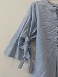 Light Blue Bell Sleeve Top