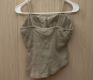 Ribbed Spaghetti Strap Padded Top
