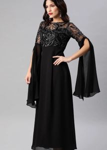 Elegant Black Bell Sleeve Dress
