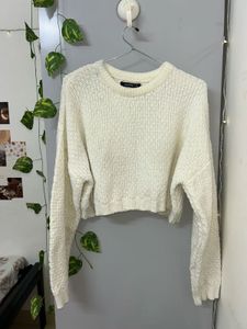 White Crop Knit Top (M)