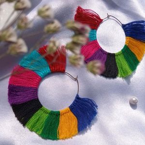 Multi Colour Thread Earrings | Lightweight | Handmade 💯 |follow @quilling__heavem On Instagram