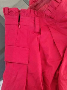 Red Pleated Shorts
