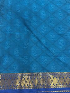 Elegant Blue Silk Saree with Gold Border