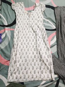 Elegant White Kurta with Printed Pants