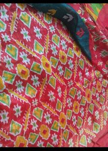 Vibrant Red Ikat Saree