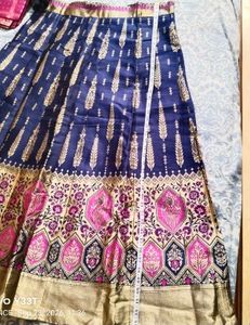 Elegant Navy Blue lahenga choli with Gold Print