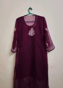 Elegant Embroidered chickenkari Kurta with lining