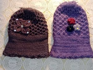 Knitted Hats with Flower Embellishments