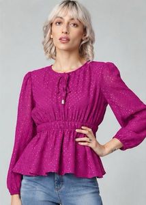 Chic Magenta Peplum Blouse