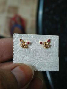 plated pair Butterfly Stud Earrings/ nosepin