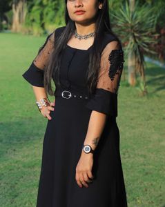 Elegant Black Sheer Sleeve Dress