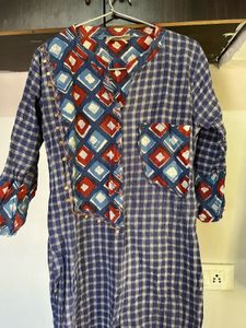 Stylish Blue Checkered Kurti