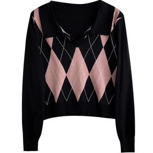 Preppy Argyle Knit Sweater