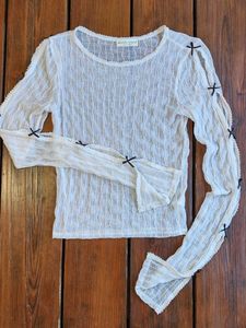 Semi Sheer Bow Top