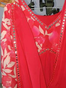 Red Floral Anarkali Suit