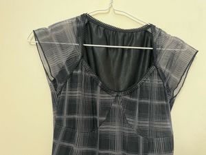 Chic Plaid Sheer Sleeve Top