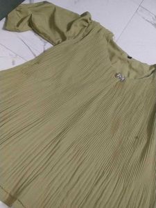 Pleated Top with Bow Detail