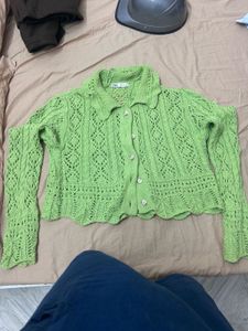 ZARA Lime Green Cable Knit Sweater
