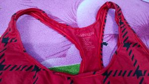 Calvin Klein Red Plaid Sports Bra