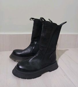 Black Chunky Platform Knee-High Boots
