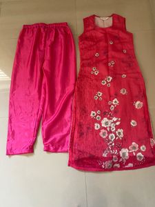 Bright Pink Floral Kurta Set
