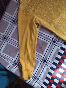 Floral Print Knit Sweater - Mustard Yellow