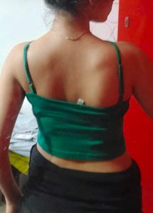 Green Halter Neck Crop Top