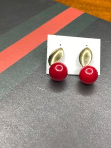 Red &amp; Gold Cherry Drop Earrings