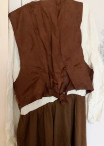 Maxi Cream N Brown Colour with seperate Jacket