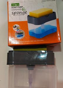 Soap Pump Dispenser &amp; Sponge Holder Plastic 2in 1