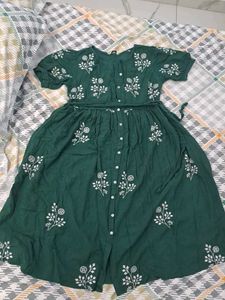 Elegant Green Embroidered Dress
