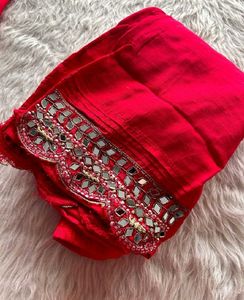 Red Embellished Kurta Set
