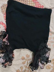 Black Georgette Ruffle Blouse