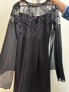Elegant Black Bell Sleeve Dress