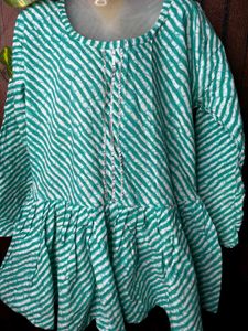 Green Striped Kurti for Women