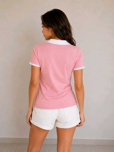 Cute Pink Collared T-Shirt