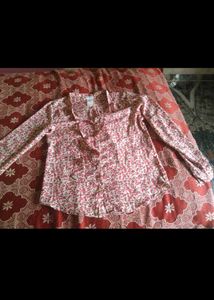 Floral Print Tie Neck Blouse