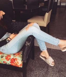 Light Wash Ripped Skinny Jeans