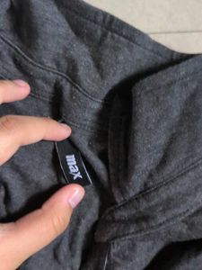 Grungy Dark Grey Collared Short Sleeve Top