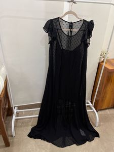 ANTHROPOLOGIE BLACK SHEER  LONG MAXI DRESS