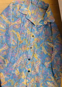 Blue Paisley Print Sheer Blouse
