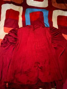 Elegant Red Pleated Top