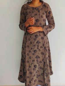 Grey Floral Kurta / Top / Dress Full Sleeve XL Size