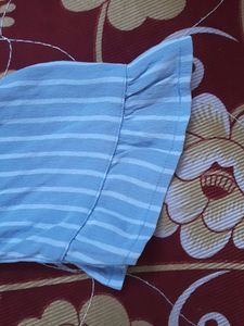 A S Size Ginger Top With Grey And White Stripes.